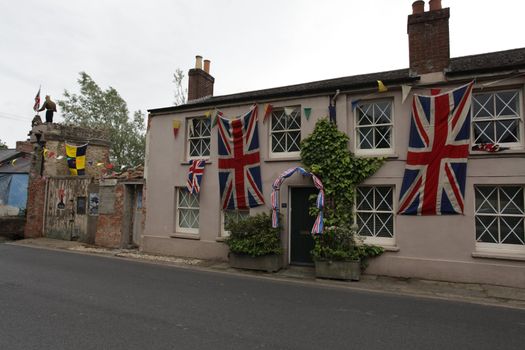 House decorated in world war two propaganda and union jacks