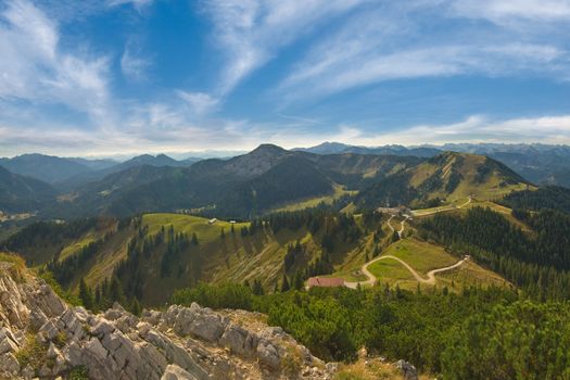 Beautiful landscape Alps mountains with clouds on background