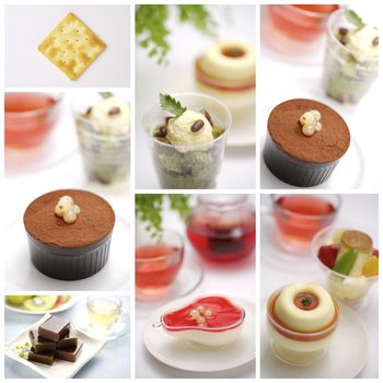 set of different dessert photos arranged together into a collage