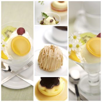 set of different dessert photos arranged together into a collage