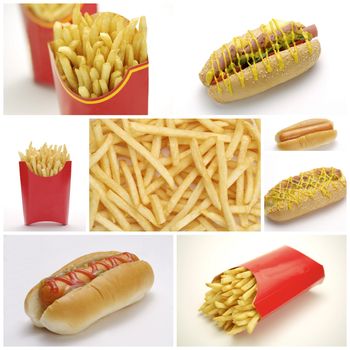 Hot dogs and Chips Collage
