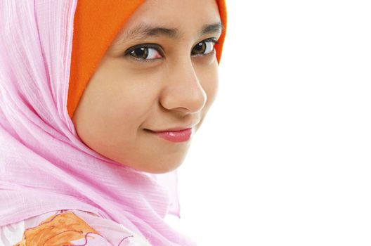 Portrait of A Beautiful Muslim woman isolated on white