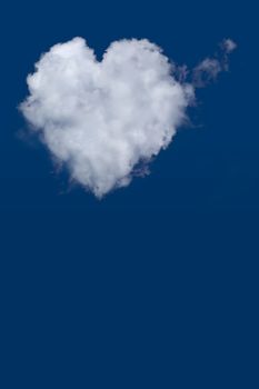 Heart shaped cloud isolated on blue sky