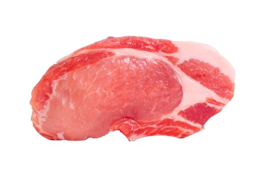 Huge red meat raw pork chunk isolated on white background