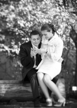 Black and white photography of a young married couple