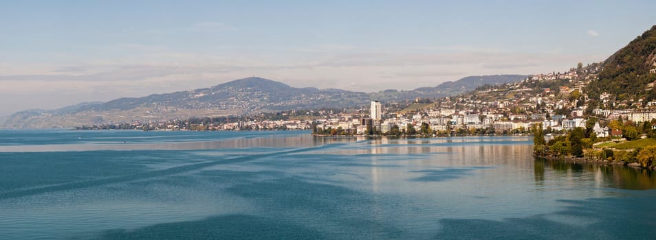 Lake Geneva in the Montruex region  view from Chateau de Chillon, Switzerland
