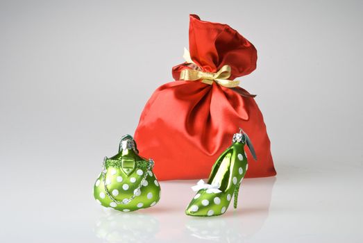 Santa bag full of christmas presents over white background 