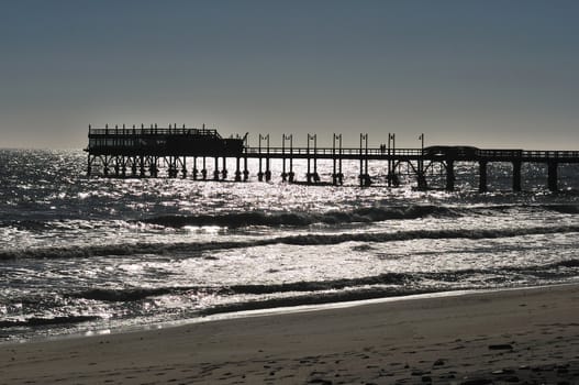 Old historic German jetty in Swakopmund Namibia