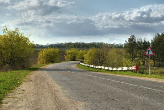 Landscape with road turning. HDR