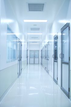 Empty laboratory walkway