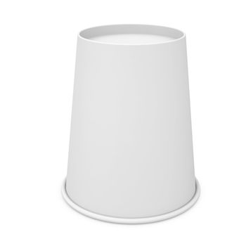 Inverted white paper cup. Isolated render on a white background