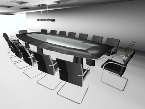 3d round conference room, isolated on white