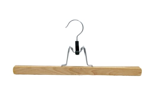 new wooden clothes hanger on a white background