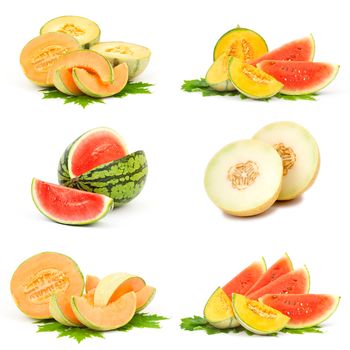 collection of fresh melon fruits