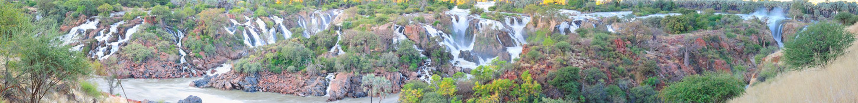 A panorama of the Epupa waterfalls, Namibia at sunset