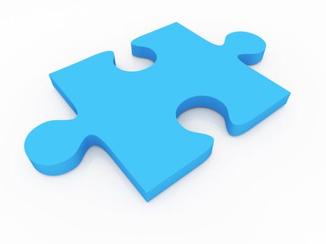 Single blue color puzzle concept on white background.