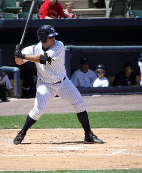 SCRANTON, PA - MAY 8: Scranton Wilkes Barre Yankees batter #21 Jesus Montero looks at a pitch in a game against the Pawtucket Red Sox at PNC Field on May 8, 2011 in Scranton, PA.