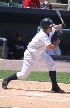 SCRANTON, PA - MAY 8: Scranton Wilkes Barre Yankees batter #21 Jesus Montero swings at a pitch in a game against the Pawtucket Red Sox at PNC Field on May 8, 2011 in Scranton, PA.
