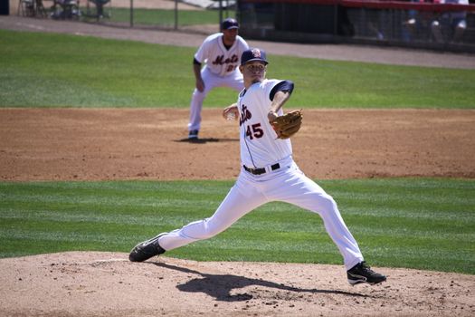 BINGHAMTON, NY - JUNE 14: Binghamton Mets' pitcher Zack Wheeler throws a pitch against the Reading Phillies at NYSEG Stadium on June 14, 2012 in Binghamton, NY
