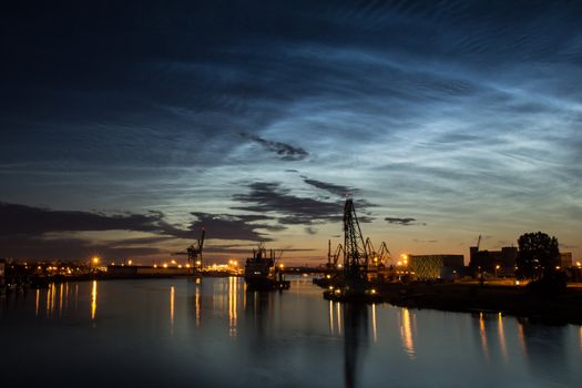 Silver clouds. Noctilucent clouds are bright cloudlike atmospheric phenomena visible in a deep twilight. They are the highest clouds in the Earth's atmosphere.