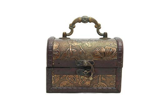 Piratical vintage wooden chest isolated
