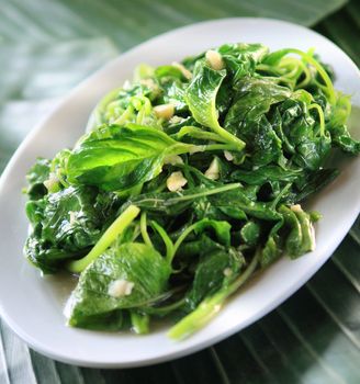Chinese style Stir fried water spinach with garlic