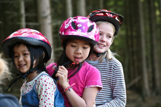 Girls on horse in a forest in denmark