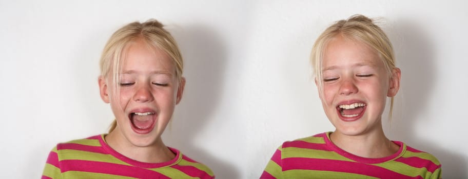 Girls potrait having fun in a studio