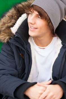 young handsome man portrait with headphones