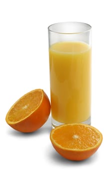 Oranges and a glass of orange juice