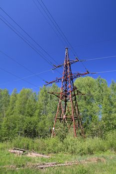 electric pole on blue background