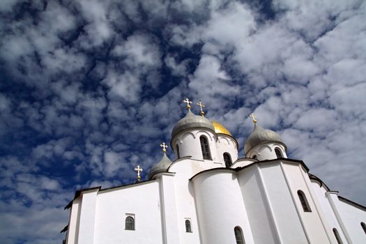 christian orthodox church on cloudy background