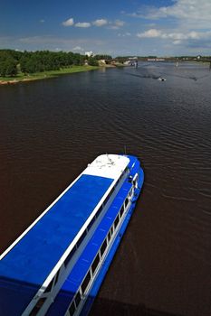 promenade motor ship on big river