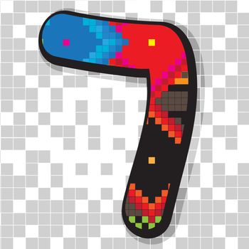 Funny fat figure 7 decorated with abstract ethno pixel-art model over neutral mosaic 