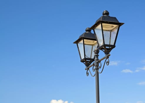 town torch on blue background