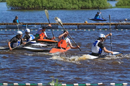 VELIKIJ NOVGOROD, RUSSIA - JUNE 10: The second stage of the Cup of Russia in canoe polo in Velikij Novgorod, Russia at June 10, 2012