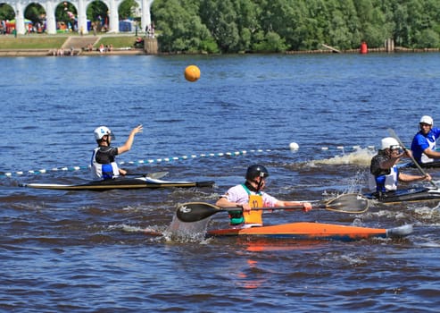 VELIKIJ NOVGOROD, RUSSIA - JUNE 10: The second stage of the Cup of Russia in canoe polo in Velikij Novgorod, Russia at June 10, 2012