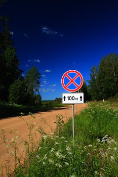 traffic sign on rural road