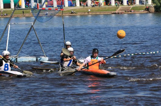 VELIKIJ NOVGOROD, RUSSIA - JUNE 10: The second stage of the Cup of Russia in canoe polo in Velikij Novgorod, Russia at June 10, 2012