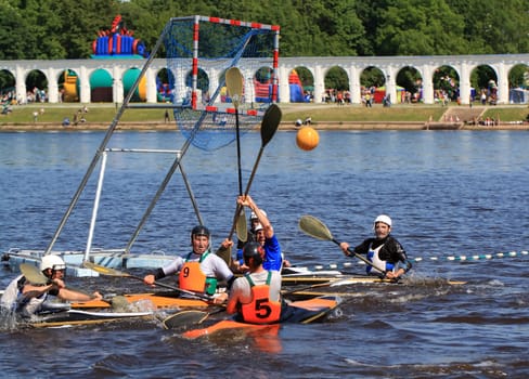 VELIKY NOVGOROD, RUSSIA - JUNE 10: The second stage of the Cup of Russia in canoe polo on June 10, 2012 in Velikij Novgorod, Russia