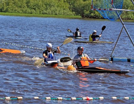 VELIKIJ NOVGOROD, RUSSIA - JUNE 10: The second stage of the Cup of Russia in canoe polo in Velikij Novgorod, Russia at June 10, 2012