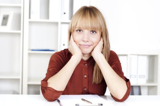 portrait of a beautiful woman who works in the office