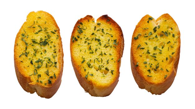 close up of freshly toasted garlic bread