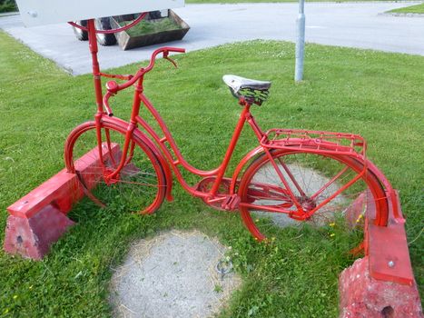 Bicycle on a stand in Alvdal, Norway