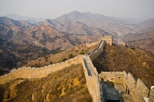 Great Wall of China at Sunny Day.