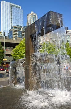 Waterfountain architecture and park, Seattle WA.