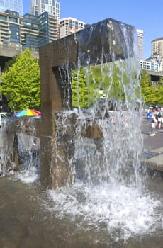 Waterfountain architecture and park, Seattle WA.