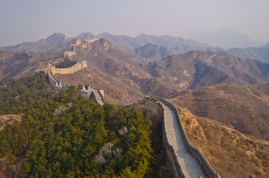 Great Wall of China at Sunny Day.