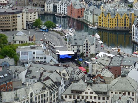 Brosundet in Aalesund from well-known Fjellstua