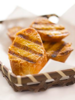 close up of a basket of french toast